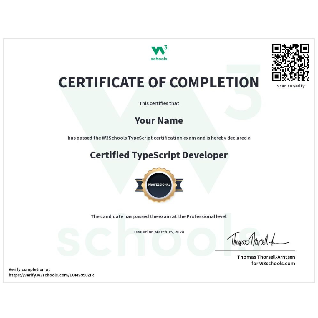 Benefits of TypeScript Certificate: