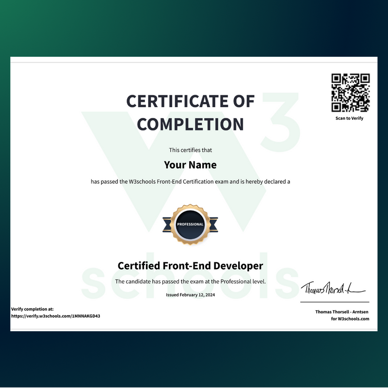 Frontend Development Certification Exam