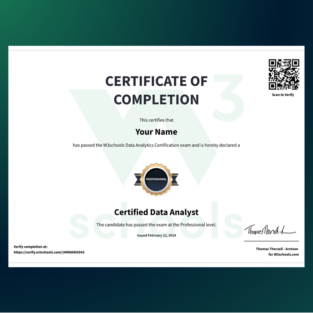 Certification Exams Catalog — W3Schools.com