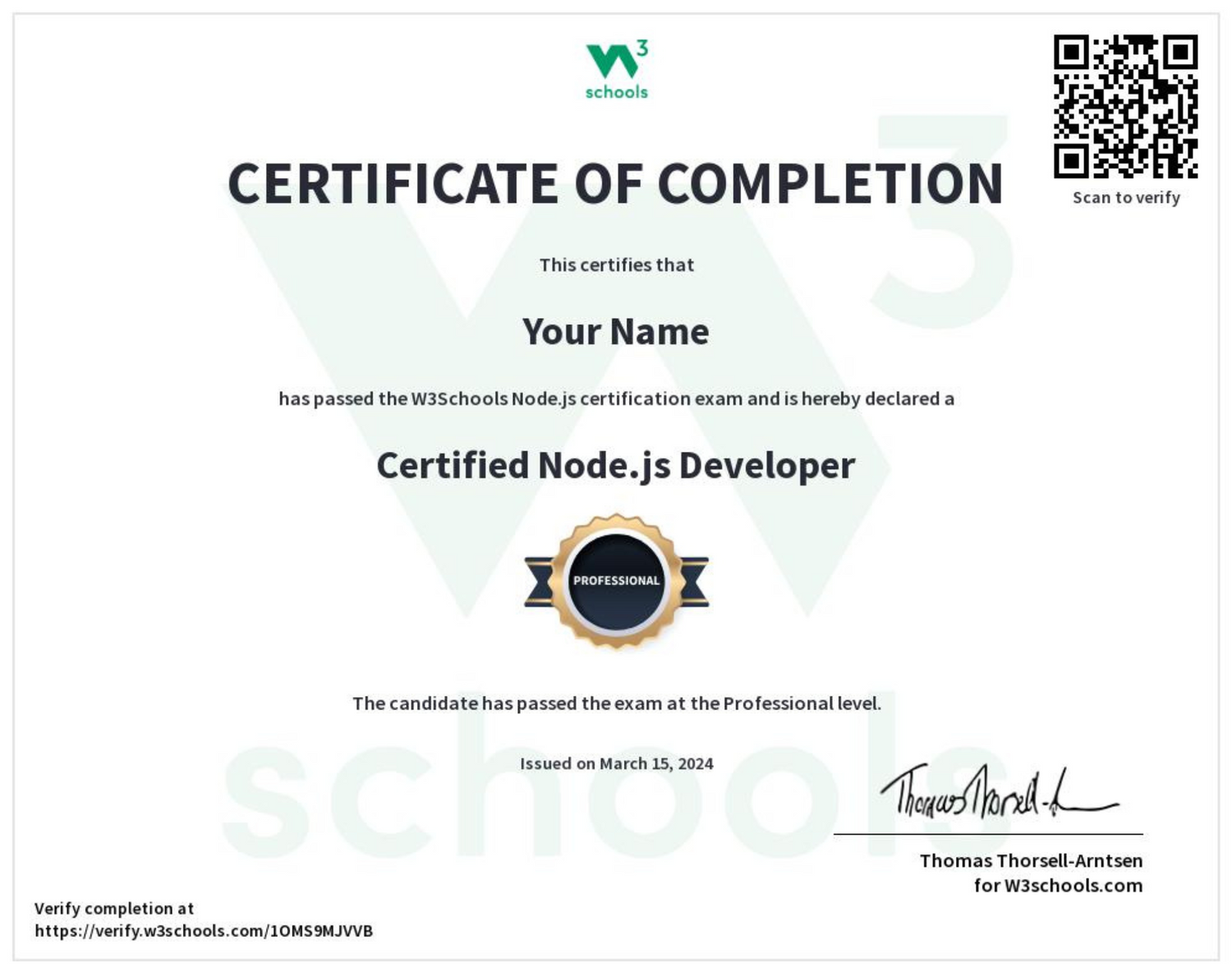 Benefits of Node.js Certificate: