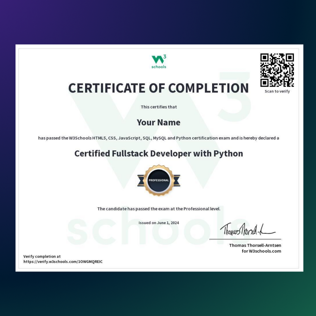 Learn Full Stack Development with Python — W3Schools.com
