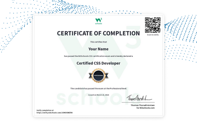 CSS Certification Exam — W3Schools.com
