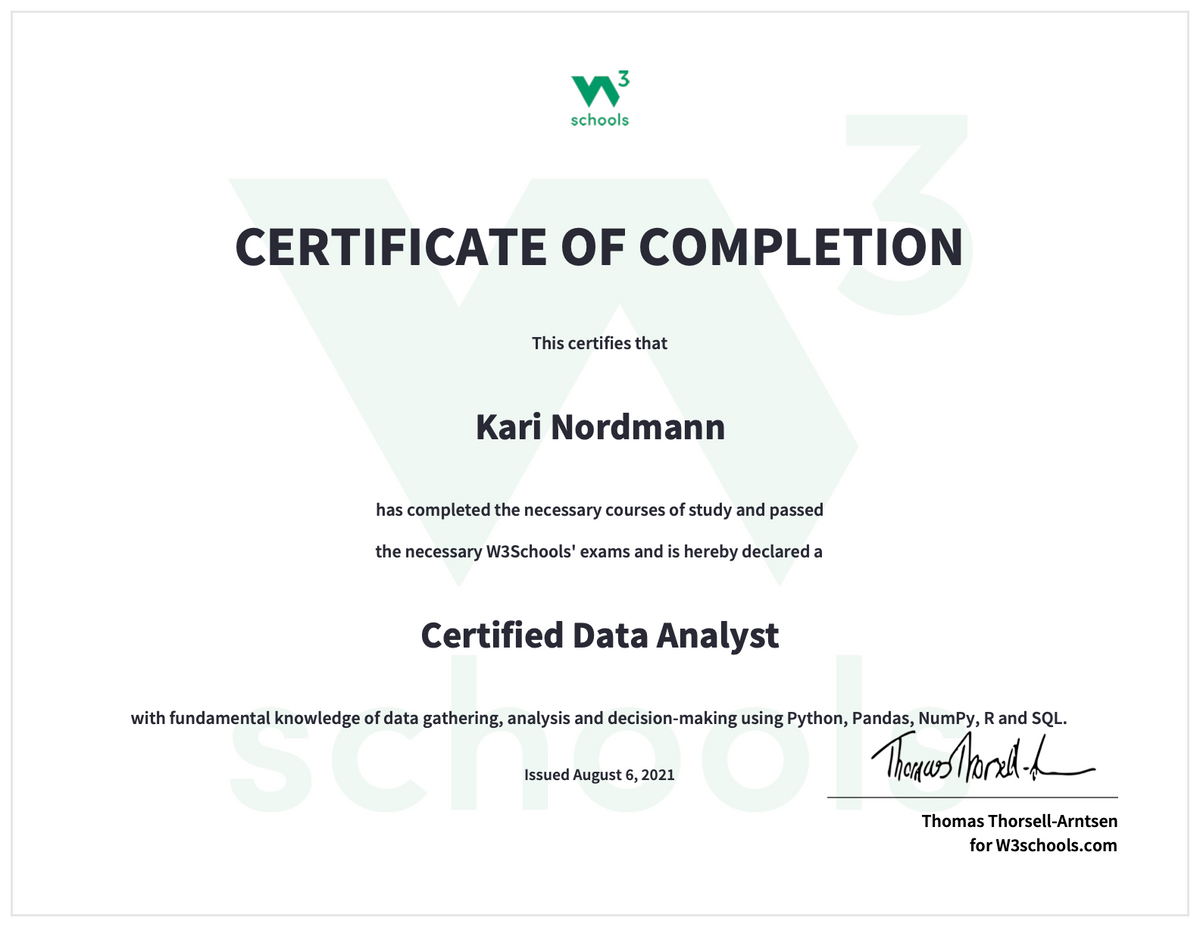 Certified Data Analyst