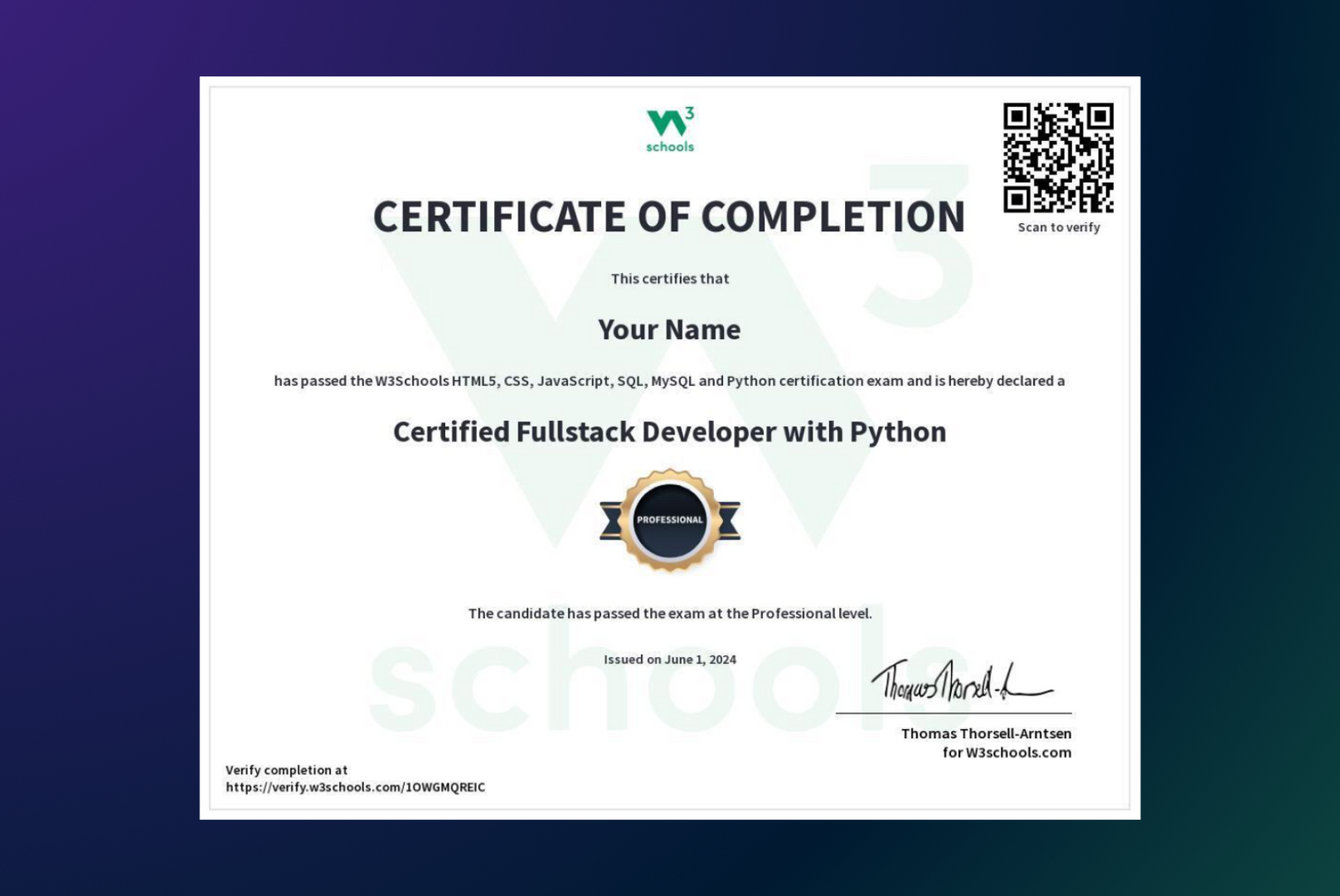 Learn Full Stack Development with Python — W3Schools.com