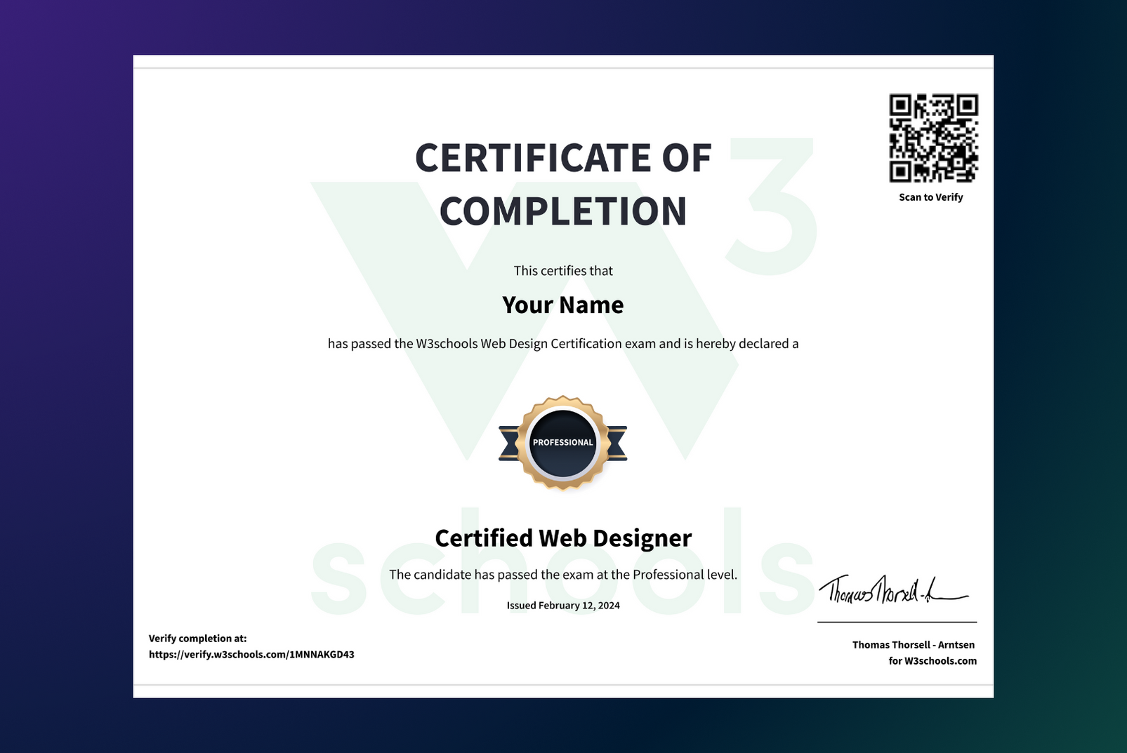 Principal Designer Course Certificate Web Design Course + Certificate | W3Schools — W3Schools.com