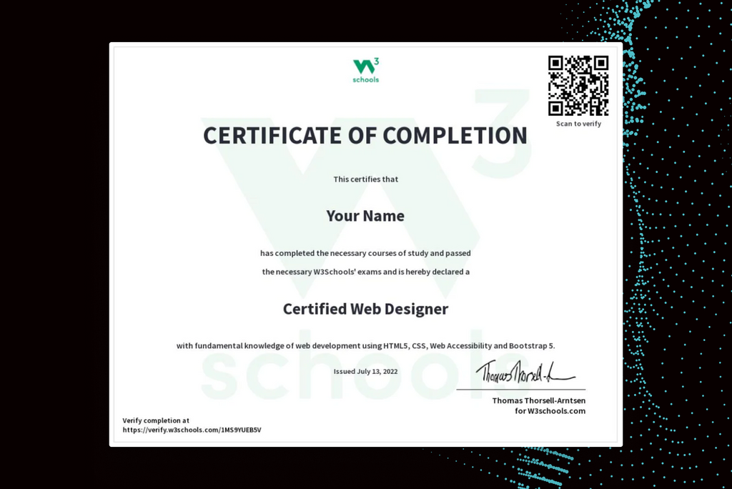 Html Developer Certification Certification Exams Catalog — W3Schools.com
