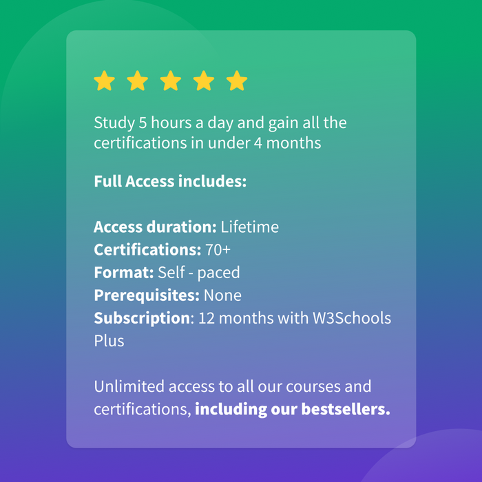 JavaScript Certification Exam — W3Schools.com
