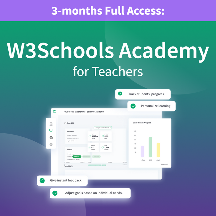 W3Schools Academy for Teachers - 3 months