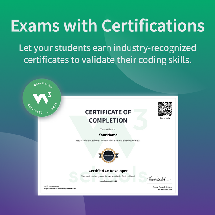 W3Schools Academy for Teachers - 6 months