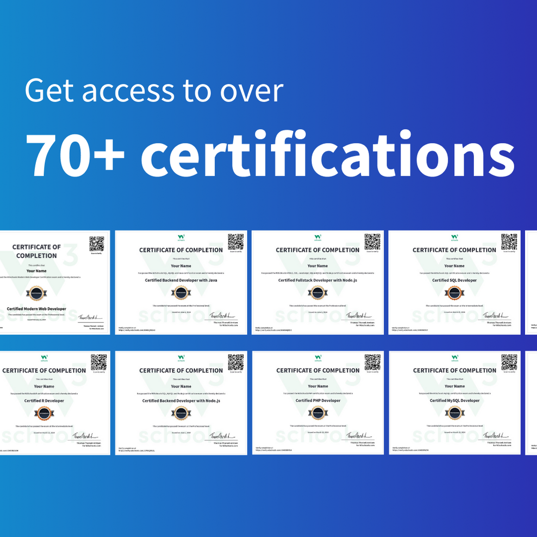 JavaScript Certification Exam — W3Schools.com