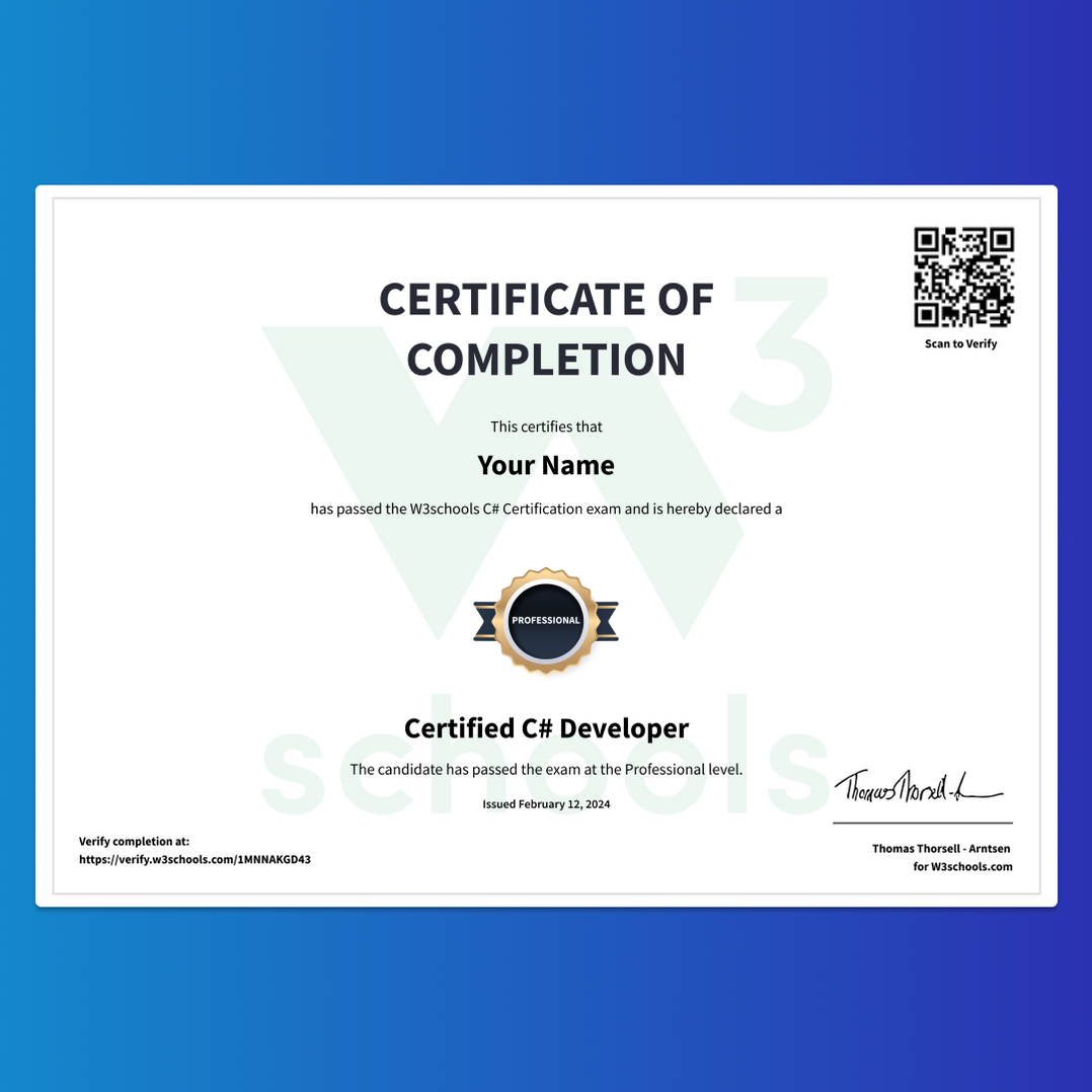 C++ Course + Certificate | W3Schools — W3Schools.com