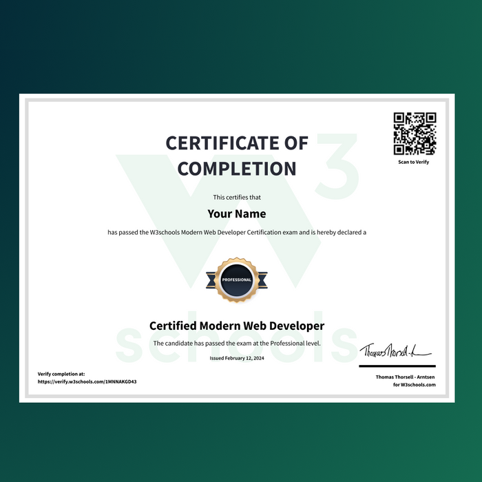 Java Certification Exam — W3Schools.com