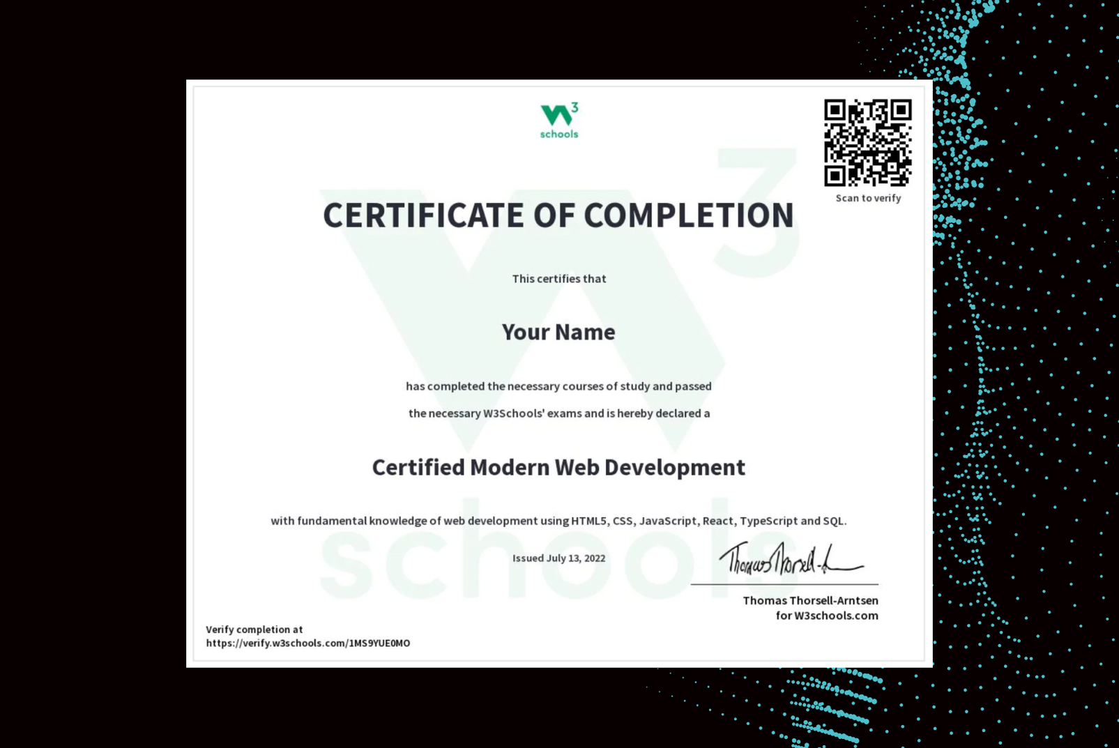 Modern Web Development Certification — W3Schools.com