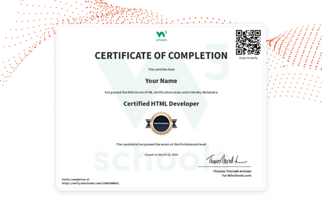 HTML Certification Exam — W3Schools.com