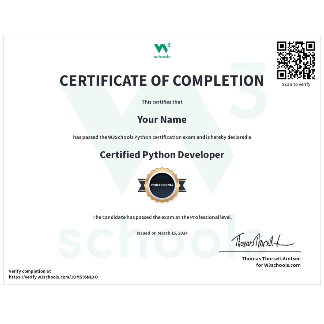 Benefits of Python Certificate: