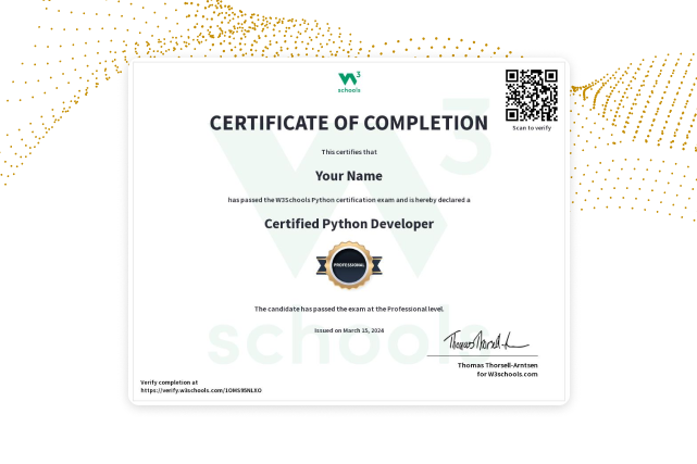 Python Certification Exam — W3Schools.com