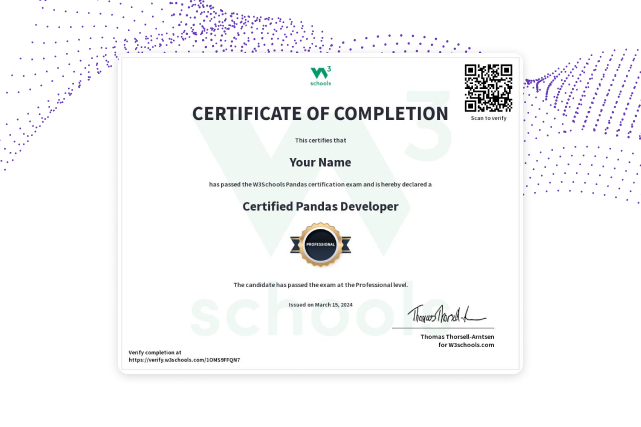 W3schools Python Pandas Pandas Certification Exam — W3Schools.com