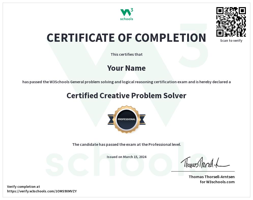Benefits of Creative Problem Solver Certificate: