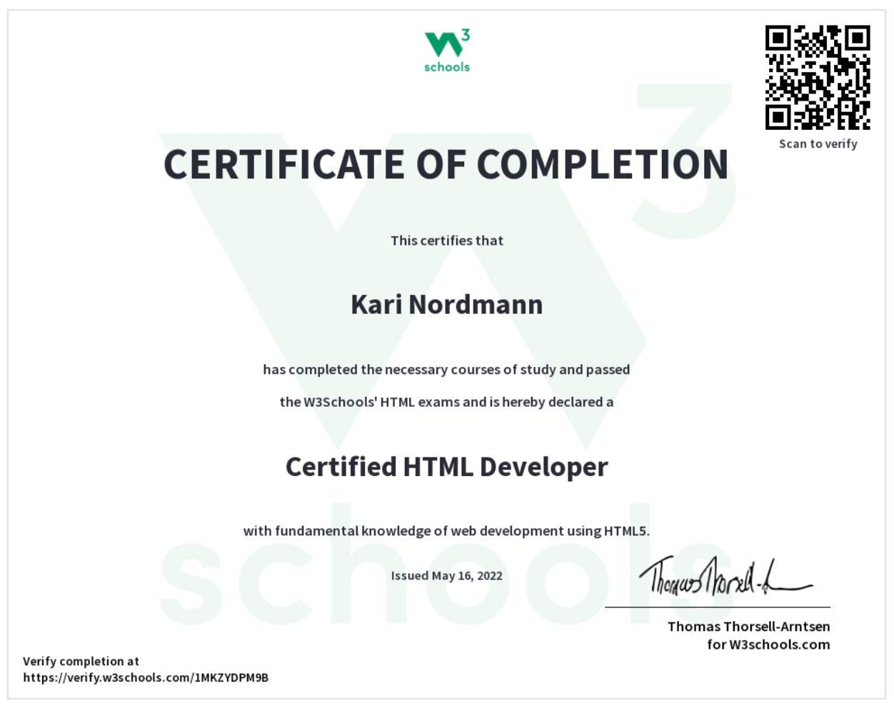 HTML Certification Exam — W3Schools.com