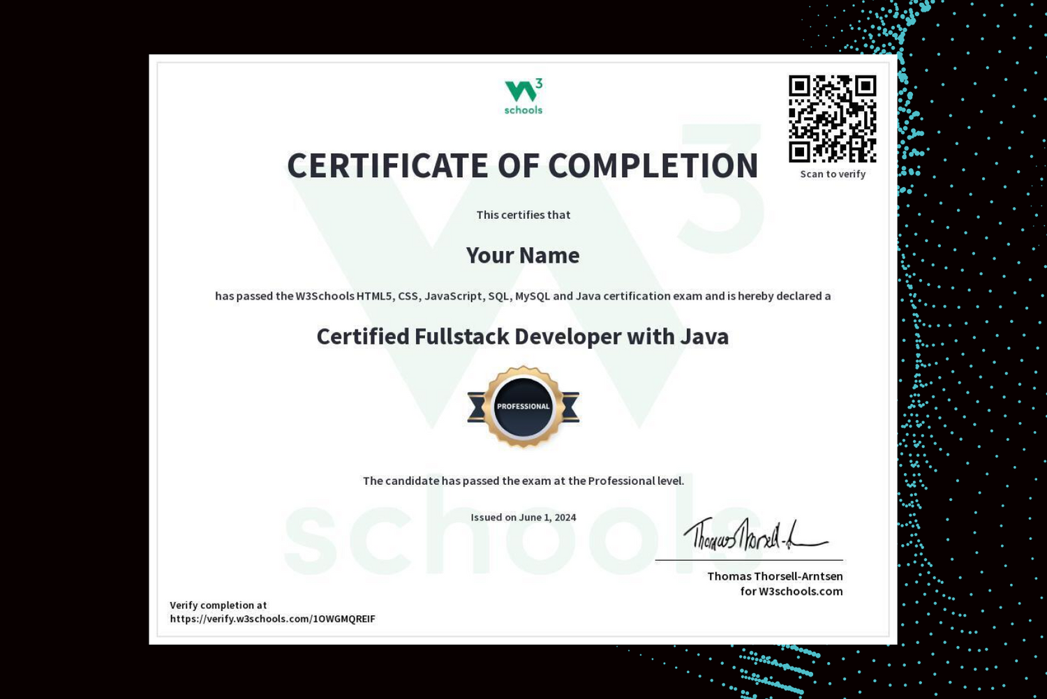 Full Stack Developer certificate
