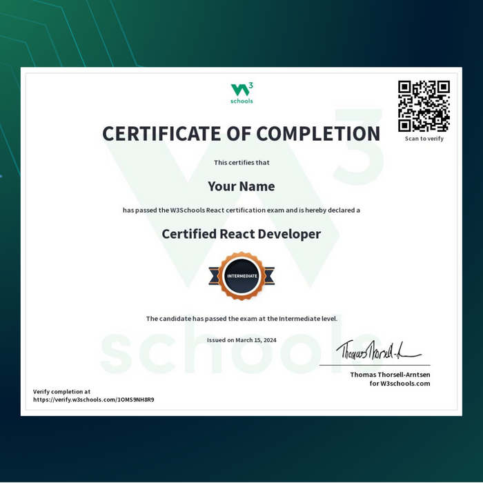 React.js Course + Certificate | W3Schools — W3Schools.com